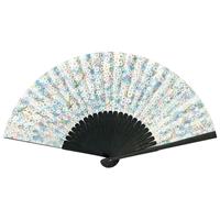 Folding Fan - Yuzen Paper, CZM-6358: Cherry Blossoms in the Mist, Sky blue