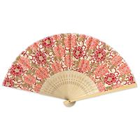 Folding Fan - Yuzen Paper, CZM-6371, Peony, Scarlet