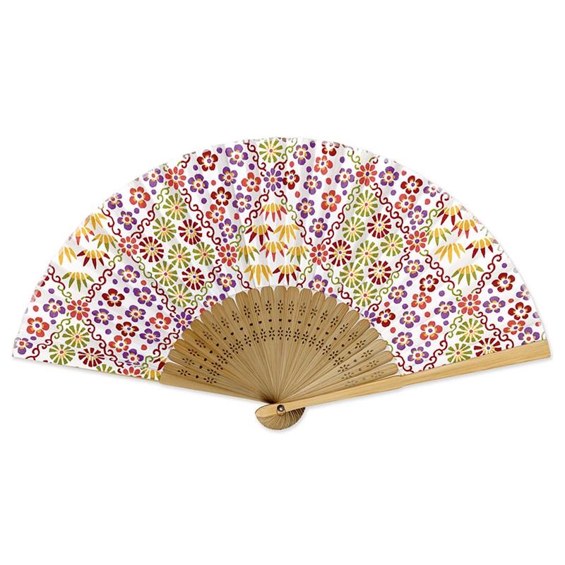 Folding Fan - Yuzen Paper, CZM-6383, Hishi-ni Shochikubai