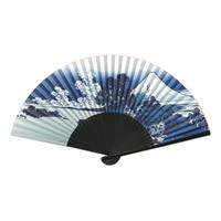 Folding Fan with “the series Thirty-six Views of Mount Fuji” by Hokusai (Indigo Blue)