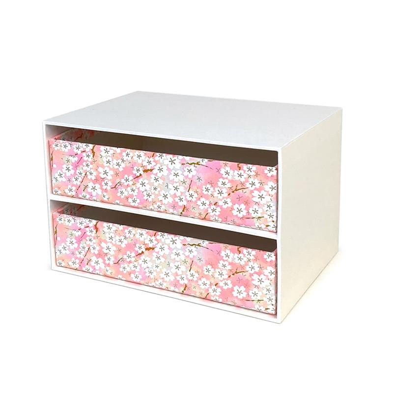 Tidy Up Desk Chest (Wide, 2-Tier) - Cherry Blossoms in the Mist