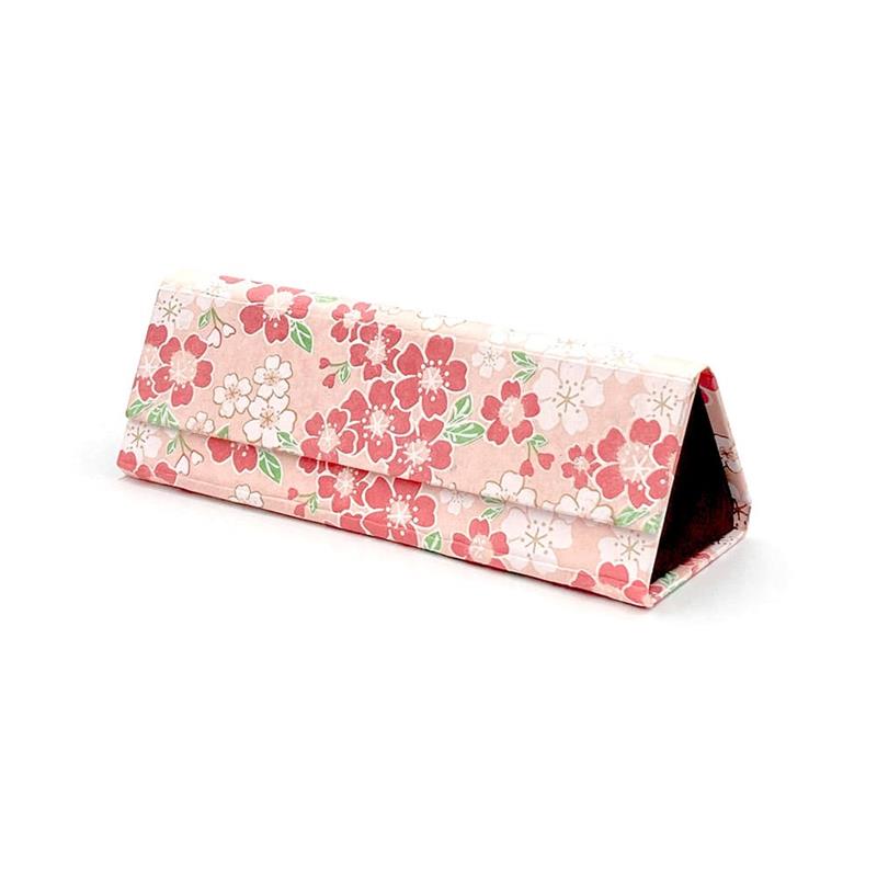 Yuzen Paper Foldable Spectacle Case: Full Bloom Cherry Blossoms (Large)